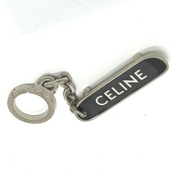 CELINE skateboard Bag Charm Key Holder Metal Black/Silver - Picture 1 of 8